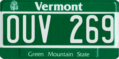 VT license plate OUV269