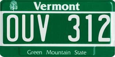 VT license plate OUV312