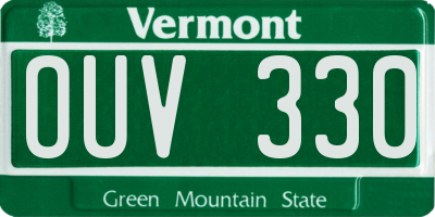 VT license plate OUV330