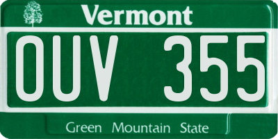 VT license plate OUV355