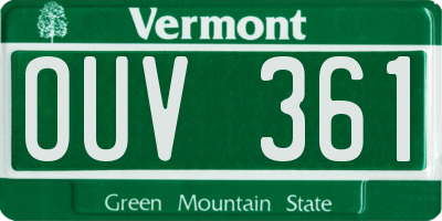 VT license plate OUV361