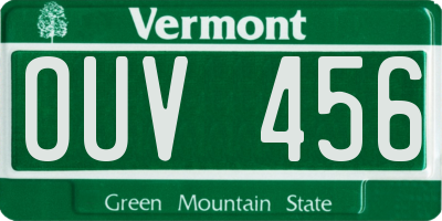 VT license plate OUV456