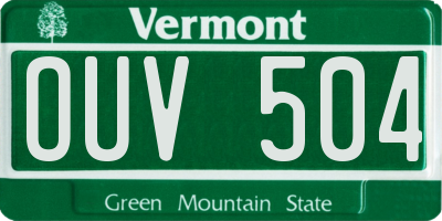 VT license plate OUV504