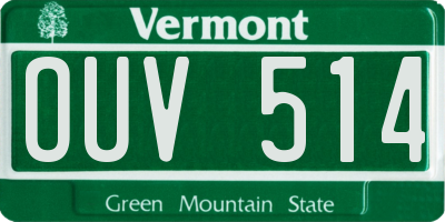 VT license plate OUV514