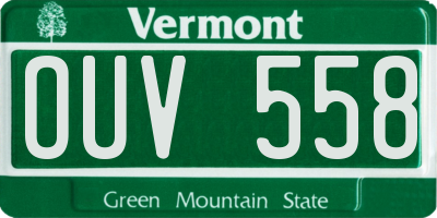 VT license plate OUV558
