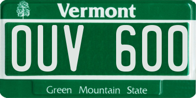 VT license plate OUV600