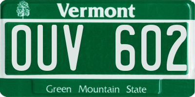 VT license plate OUV602