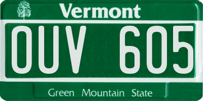 VT license plate OUV605