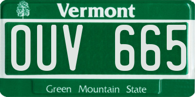 VT license plate OUV665