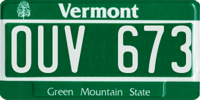 VT license plate OUV673