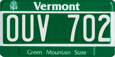 VT license plate OUV702