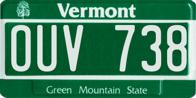 VT license plate OUV738