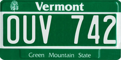 VT license plate OUV742