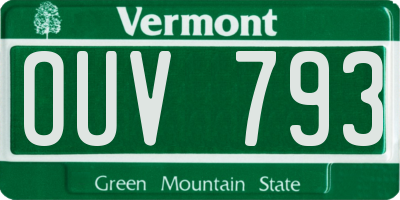 VT license plate OUV793