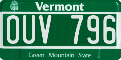 VT license plate OUV796