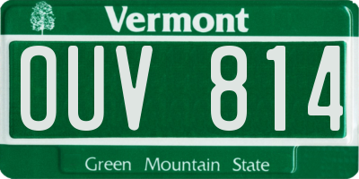 VT license plate OUV814
