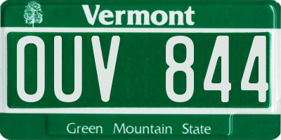 VT license plate OUV844