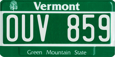 VT license plate OUV859