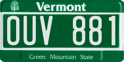 VT license plate OUV881