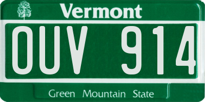 VT license plate OUV914
