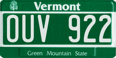 VT license plate OUV922