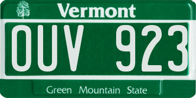 VT license plate OUV923
