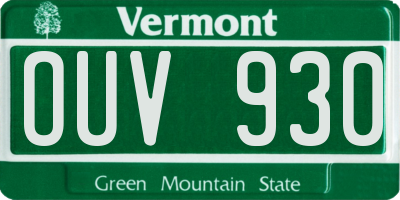 VT license plate OUV930