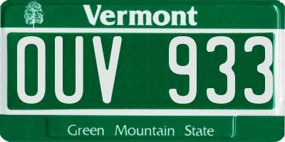VT license plate OUV933