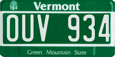 VT license plate OUV934