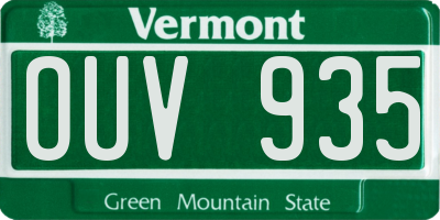 VT license plate OUV935