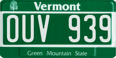 VT license plate OUV939