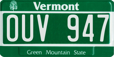 VT license plate OUV947