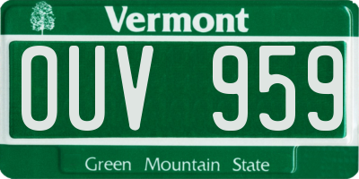 VT license plate OUV959