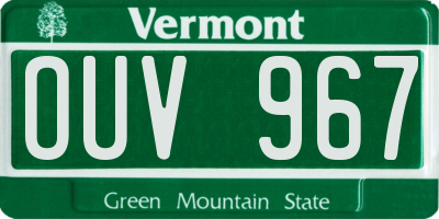 VT license plate OUV967