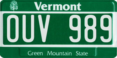 VT license plate OUV989