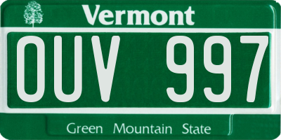 VT license plate OUV997