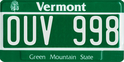 VT license plate OUV998