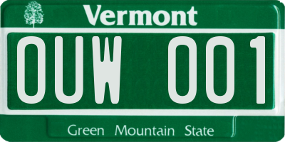 VT license plate OUW001