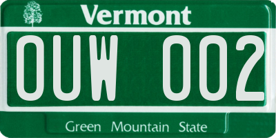 VT license plate OUW002