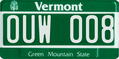 VT license plate OUW008