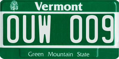 VT license plate OUW009