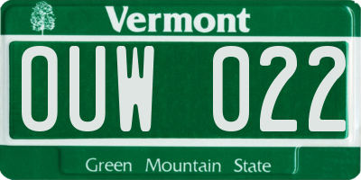 VT license plate OUW022