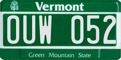 VT license plate OUW052