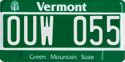 VT license plate OUW055