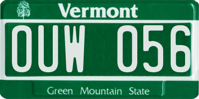 VT license plate OUW056