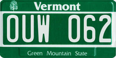 VT license plate OUW062