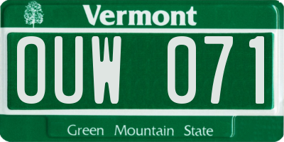 VT license plate OUW071