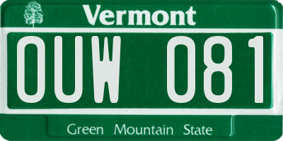 VT license plate OUW081