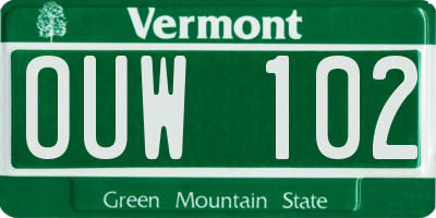 VT license plate OUW102