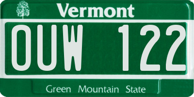 VT license plate OUW122